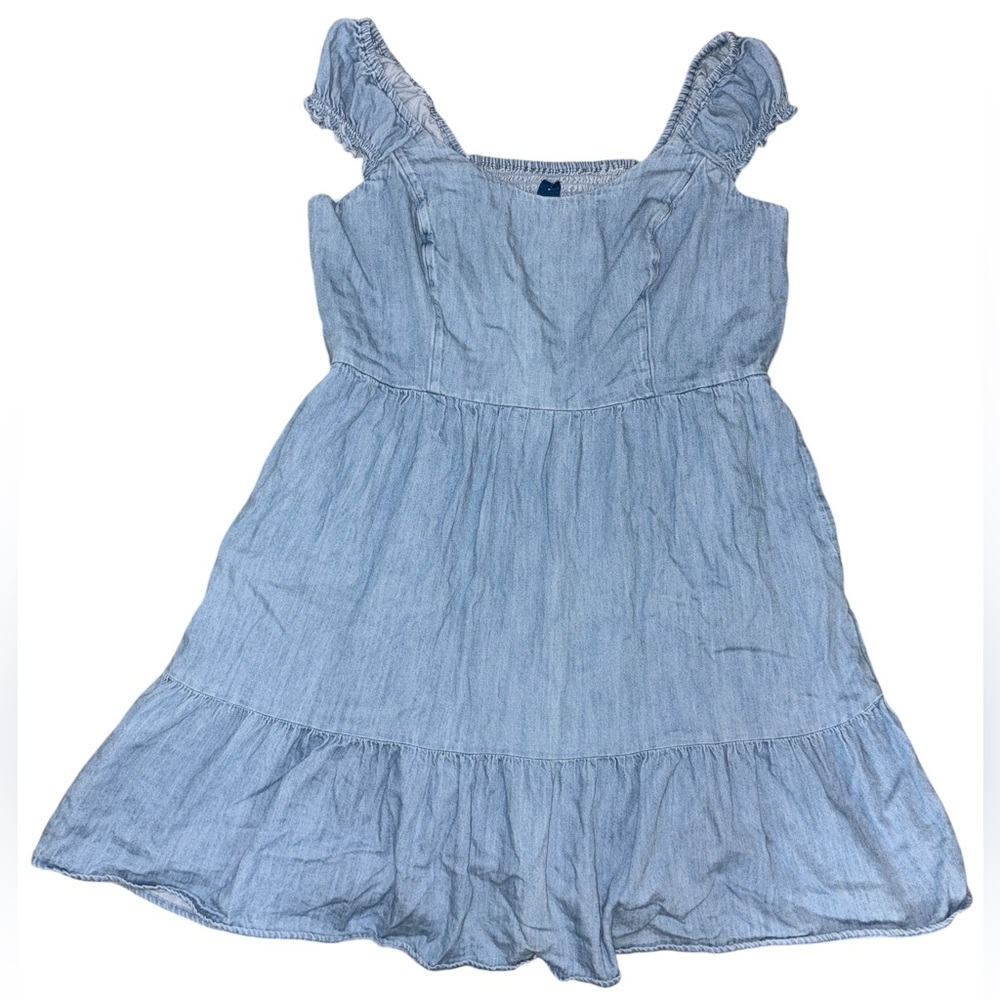 Old Navy Light Blue Denim Ruffle Sleeve Dress